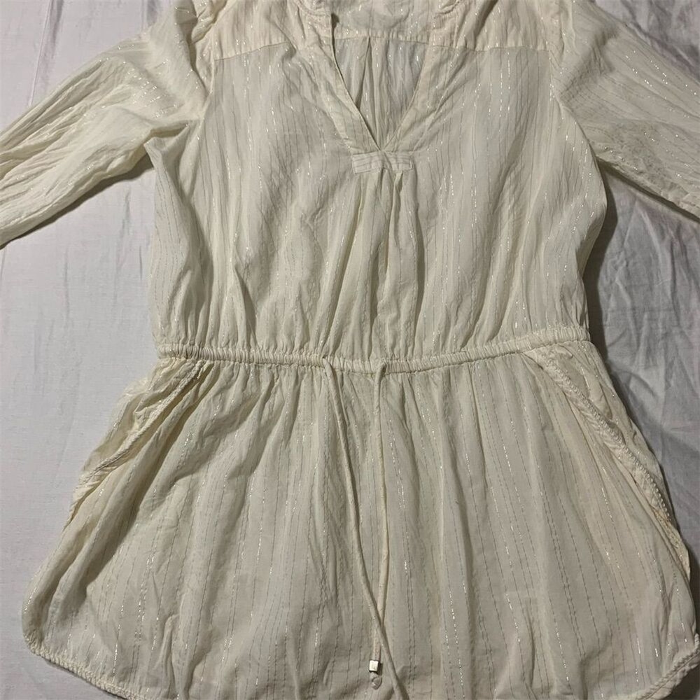 Accessorize Women's White Tunic Top S Long Sleeve V-Neck Casual‎